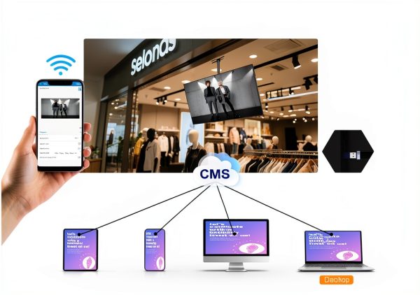 32" Digital Signage Disply, 2000nits High Brightness Advertising Display, Slim Fit Frameless Wall Mount Digital Signage, CMS Remote Publish, 24/7 Working, Smart Split-Screen, HDMI/USB/WiFi/Android OS-2