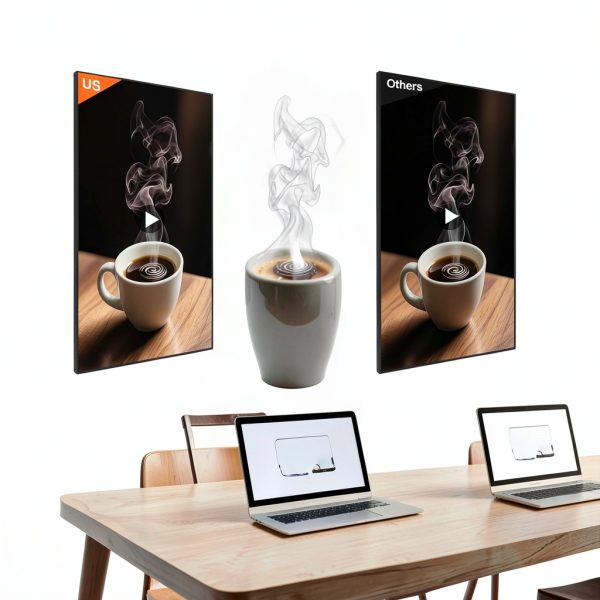 32" Digital Signage Disply, 2000nits High Brightness Advertising Display, Slim Fit Frameless Wall Mount Digital Signage, CMS Remote Publish, 24/7 Working, Smart Split-Screen, HDMI/USB/WiFi/Android OS-1